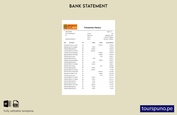 listo para imprimir plantilla de word   extracto del banco popular de sri lanka